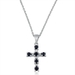 รูปย่อ Sapphire and Diamond Cross Pendant in Sterling Silver 18-inch Necklace รูปที่1