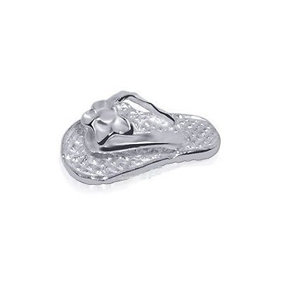 Nickel Free .925 Sterling Silver Flower Flip Flop Sandal 12mm X 7mm Pendant รูปที่ 1