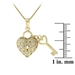 รูปย่อ 18k Gold over Sterling Silver Designer-Inspired Heart & Key CZ Pendant รูปที่2