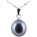 รูปย่อ Freshwater Cultured Oval Shape 9-10mm Black Pearl Pendant with 18K White Gold, 16" Sterling Silver 1MM Cable Chain รูปที่1