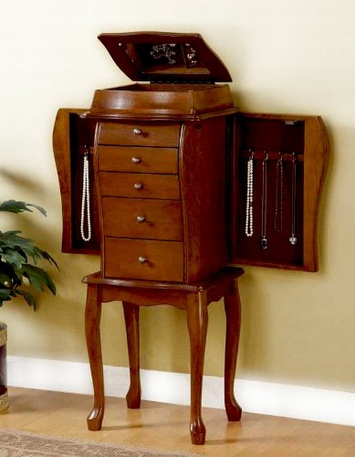 Traditional Jewelry Armoire Chest With Jewelry Storage Drawers And Mirror In Antique Cherry Finish. (Item# Vista Furniture CF900124) ( Antique ) รูปที่ 2