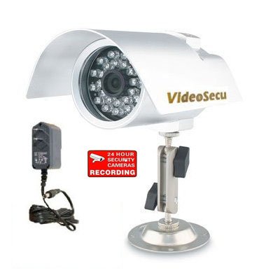 VideoSecu Outdoor Day Night Vision CCD IR Infrared Home Security Camera with Power Supply and Free Warning DeCal W97 ( CCTV ) รูปที่ 1