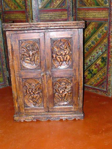 Antique India Hand Carved Teak Jaipur Armoire Cabinet Furniture ( Antique ) รูปที่ 3