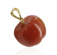 14KT Gold Dyed Coral Jade Apple Shape Pendant 14K Charm