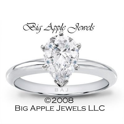 1.00 CT PEAR SHAPE DIAMOND ENGAGEMENT RING G SI-1 รูปที่ 1