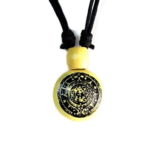 Aztec Calendar, Stone of the Fifth Sun Pendant with Adjustable Slip Knot Necklace รูปที่ 1