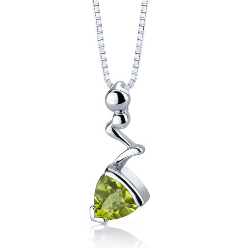 Trillion Cut Peridot Pendant Sterling Silver รูปที่ 1