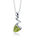 Trillion Cut Peridot Pendant Sterling Silver