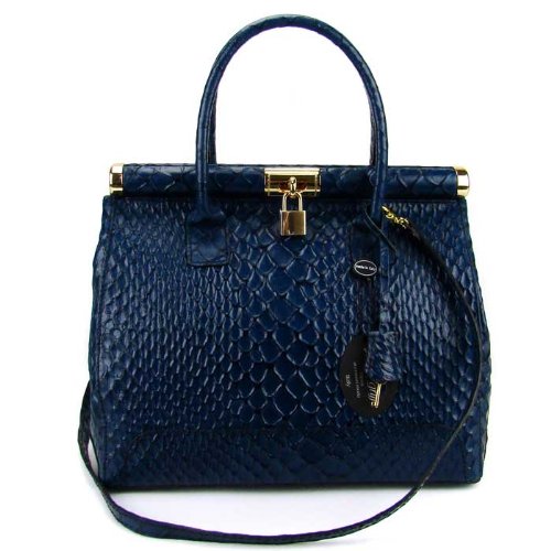 MEDIGRIFFE Italian Made Blue Snake Embossed Leather Handbag รูปที่ 1