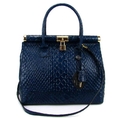 MEDIGRIFFE Italian Made Blue Snake Embossed Leather Handbag