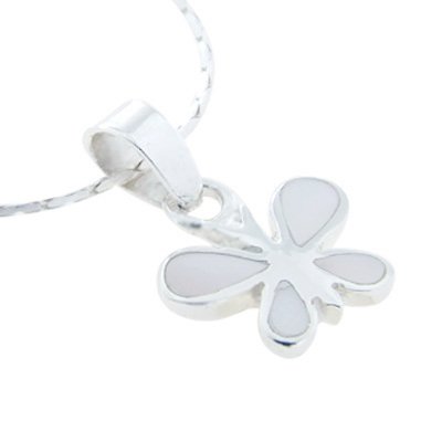 Sterling Silver Natural White Mother of Pearl Shell Little Butterfly Pendant Necklace for Women 18'' รูปที่ 1