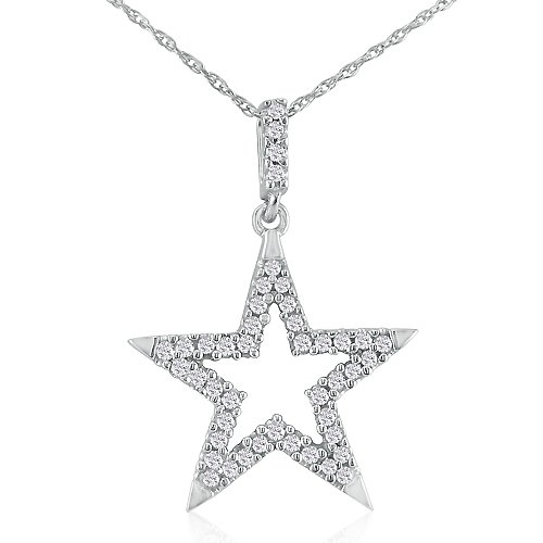 1/4ct Diamond Star Pendant set in White Gold รูปที่ 1