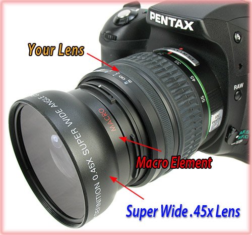 7-pc Accessory Kit w/Wide Angle for Pentax K100D K10D K20D K-x +BONUS  รูปที่ 3