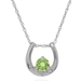 รูปย่อ 10k White Gold Peridot & Diamond Horseshoe Pendant (.01 cttw, I-J Color, I1 Clarity), 17" รูปที่1