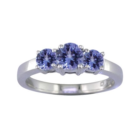 2 Ct Three-Stone Tanzanite Engagement Ring In 14K White Gold รูปที่ 1