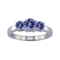 2 Ct Three-Stone Tanzanite Engagement Ring In 14K White Gold