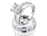 รูปย่อ Princess Cut Diamond Engagement Ring and Wedding Band Set 1.5 Carat (ctw) in 14K White Gold รูปที่2