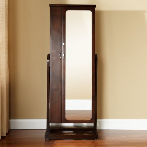 Antique Walnut Standing Mirror Jewelry Armoire ( Antique ) รูปที่ 1