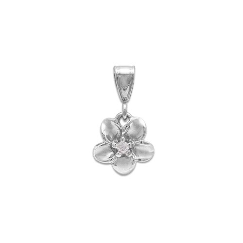 Plumeria Pendant with Diamond in 14K White Gold - 9mm รูปที่ 1