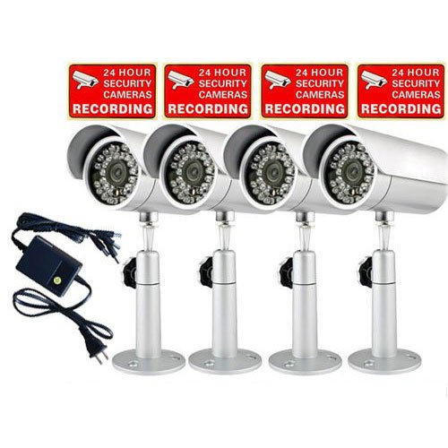 VideoSecu 4 CCTV Day Night Audio Video Microphone Security Cameras with Power Supply W58 ( CCTV ) รูปที่ 1