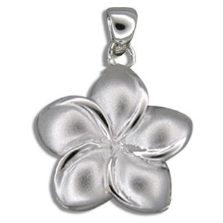 Hawaiian Jewelry Sterling Silver Single Plumeria Flower Pendant รูปที่ 1