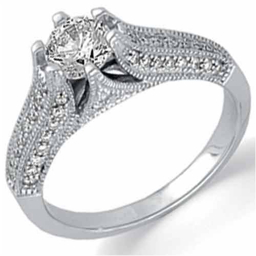 Platinum Diamond Engagement Ring (Center stone is not included) รูปที่ 1