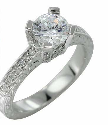 0.26 ct Diamond Engagement Ring Setting 14k White Gold รูปที่ 1