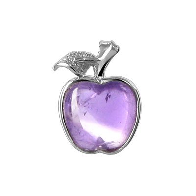 10mm X 10mm Gorgeous Amethyst Gemstone Sterling Silver Apple Pendant รูปที่ 1