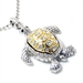 รูปย่อ Two-tone Crystal Turtle Pendant Necklace Fashion Jewelry รูปที่1