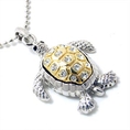 Two-tone Crystal Turtle Pendant Necklace Fashion Jewelry