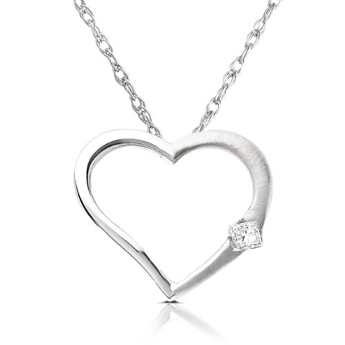 Diamond Heart Shaped Pendant in 14k White Gold (GH/SI) รูปที่ 1