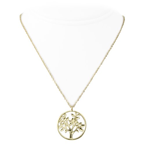 Goldtone Tree Pendant Necklace Fashion Jewelry รูปที่ 1