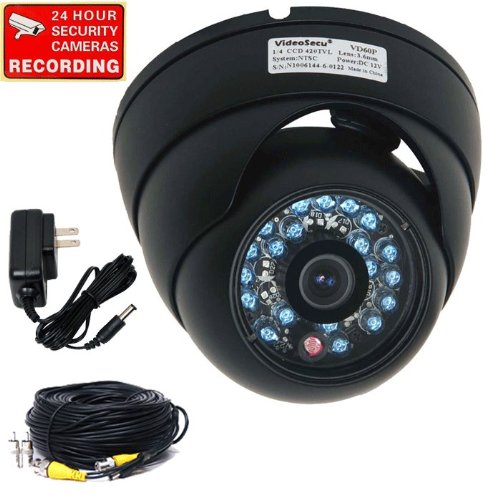 VideoSecu Infrared Day Night Vision Outdoor Vandal Proof CCD CCTV Home Security Camera 420TVL 3.6mm Wide View Angle Lens with Power Supply, 100ft Video Power Cable WC6 ( CCTV ) รูปที่ 1