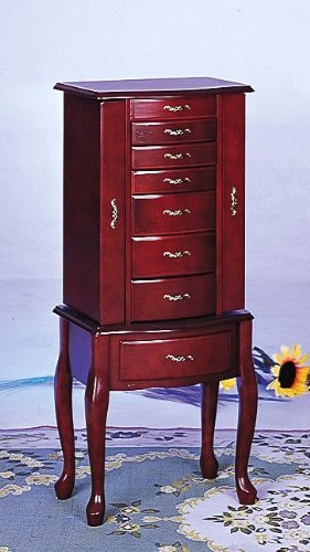 Deluxe 7 Drawer, 2 Door Queen Anne Style Jewelry Armoire Mahogany Finish Wood ( Antique ) รูปที่ 1