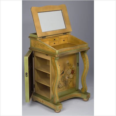 Davenport Desk Style Jewelry Armoire in Mustard Yellow and Green ( Antique ) รูปที่ 3