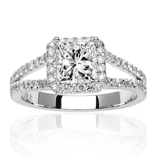 Halo Style Double Row Pave Set Diamond Engagement Ring with a 1.03 Carat M VS2 EGL USA Certified Center Stone and 0.45 Carats of Side Diamonds (1.48 Cttw) รูปที่ 1