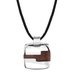 รูปย่อ Urban Nature: Designer Inspired Surgical Stainless Steel Highly Polished Square Unisex Pendant with Red Wood Finish รูปที่2