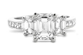 2.05 Ct Emerald-cut Diamond Engagement Ring with Side Stones