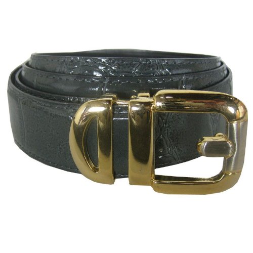 Men's Dark Gray Crocodile Embossed Belt  รูปที่ 1