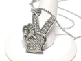 Hand Sign Crystal Peace Pendant Necklace Fashion Jewelry