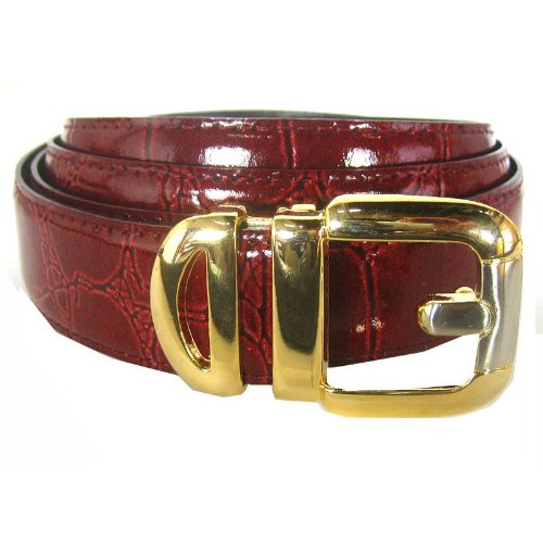 Men's Crimson Red Crocodile Embossed Belt  รูปที่ 1