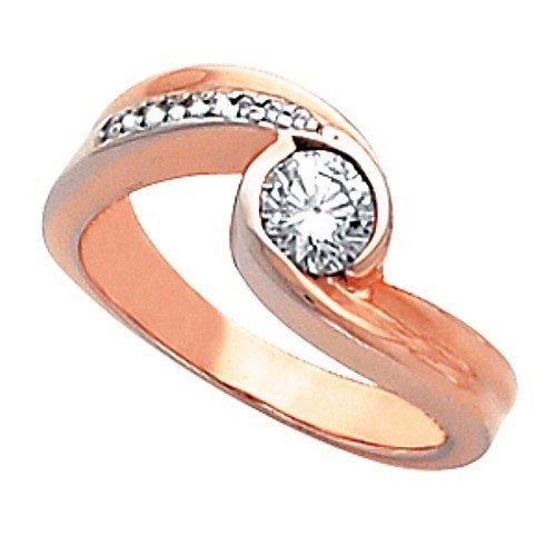 14K Rose Gold Diamond Engagement Ring - 0.55 Ct. รูปที่ 1