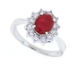 รูปย่อ 1.00Ct Genuine Oval Ruby and Diamond Engagement Ring in 14Kt White Gold รูปที่1