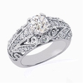 2.50 Ct Round Diamond Engagement Ring Vintage Pave SI2