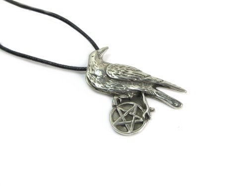 Pentacle of the Raven Pewter Pendant on Cord Necklace, The Wiccan Collection รูปที่ 1