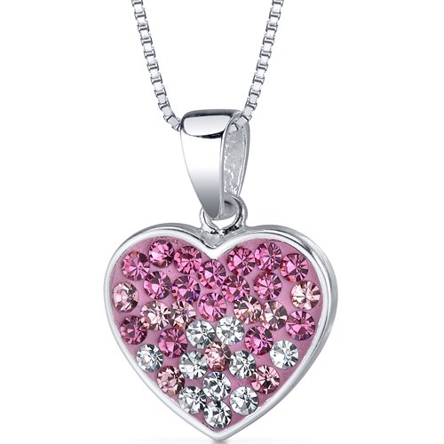 Queen of Hearts: Pink Sterling Silver Heart-Shaped Swarovski Crystal Pendant Free Shipping รูปที่ 1