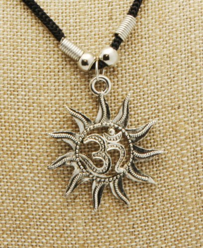 White Metal Sun Design Om Pendant Necklace รูปที่ 1