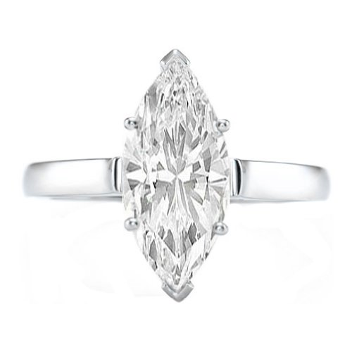 14K White Gold Certified Solitaire Engagement Ring with a 2.57 Carat EGL USA Certified EGL USA CertifiedE Color SI2 Clarity Marquise Cut Diamond (2.57 cttw) (Sizes 4-11 Available) รูปที่ 1