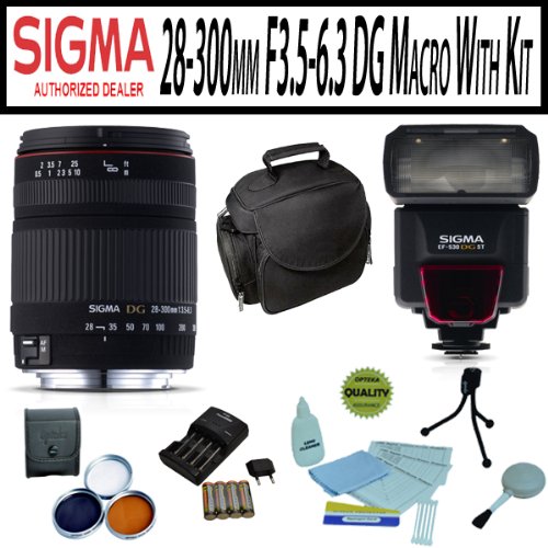 Sigma 28-300mm F3.5-6.3 DG Macro with EF530 DG ST Flash, Opteka 3 Piece Filter kit, Camera and Accessory Bag, 5 Piece Cleaning kit, AA Battery Pack and Charger for Pentax Cameras ( Sigma Lens ) รูปที่ 1