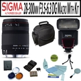 Sigma 28-300mm F3.5-6.3 DG Macro with EF530 DG ST Flash, Opteka 3 Piece Filter kit, Camera and Accessory Bag, 5 Piece Cleaning kit, AA Battery Pack and Charger for Pentax Cameras ( Sigma Lens )